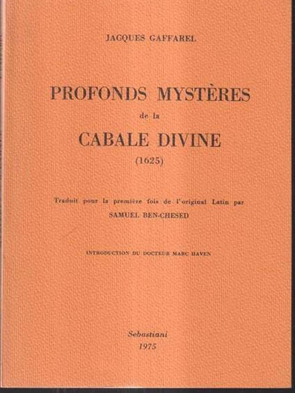 Profonds mysteres de la cabale divine - Jacques Gaffarel - copertina