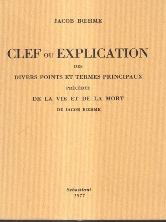 Clef ou explication - Jacob Boehme - copertina