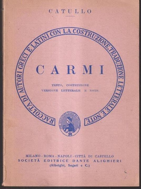 Carmi G. Valerio Catullo Libro Usato Societa Editrice Dante