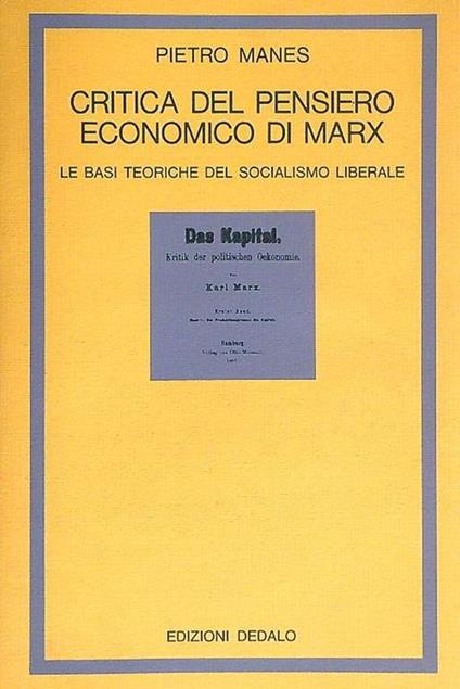 Critica del pensiero economico di Marx - Pietro Manes - copertina