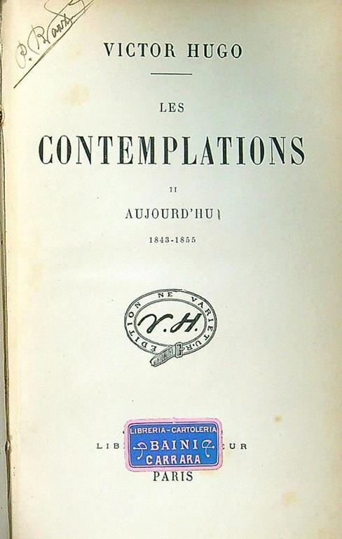 Les contemplations. Volume 2 seul : Aujourd'hui (1843-1855) - Victor Hugo - copertina