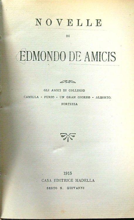 Novelle - Edmondo De Amicis - copertina