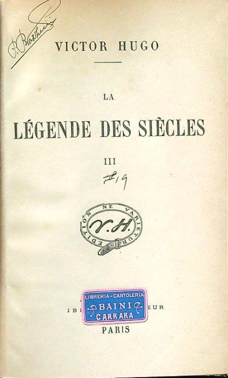 Le legende des siecles III - Victor Hugo - copertina