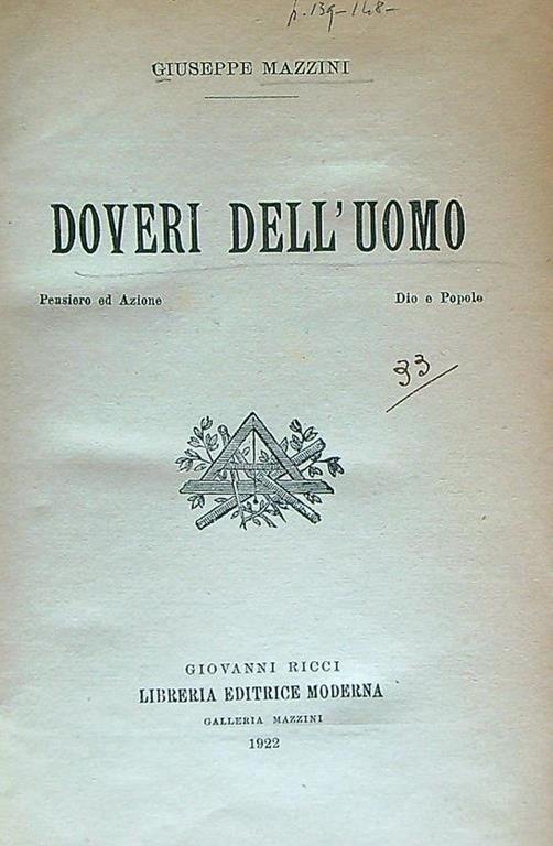 Doveri dell'uomo - Giuseppe Mazzini - copertina