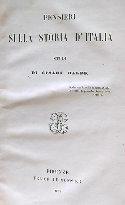 Pensieri sulla storia d'Italia - Cesare Balbo - copertina