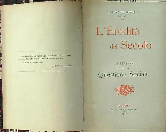 L' eredità del secolo - Giovanni Semeria - copertina