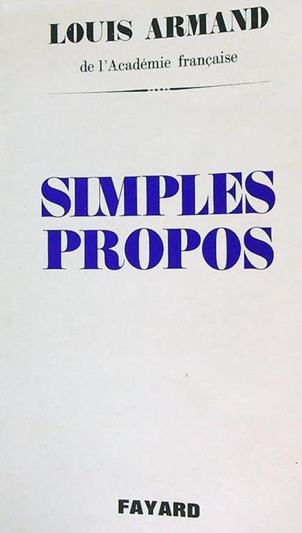 Simples propos - Louis Armand - copertina