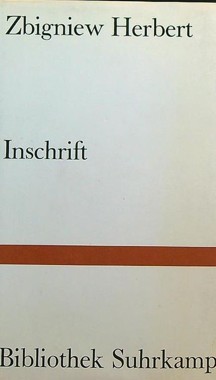 Inschrift - Zbigniew Herbert - copertina