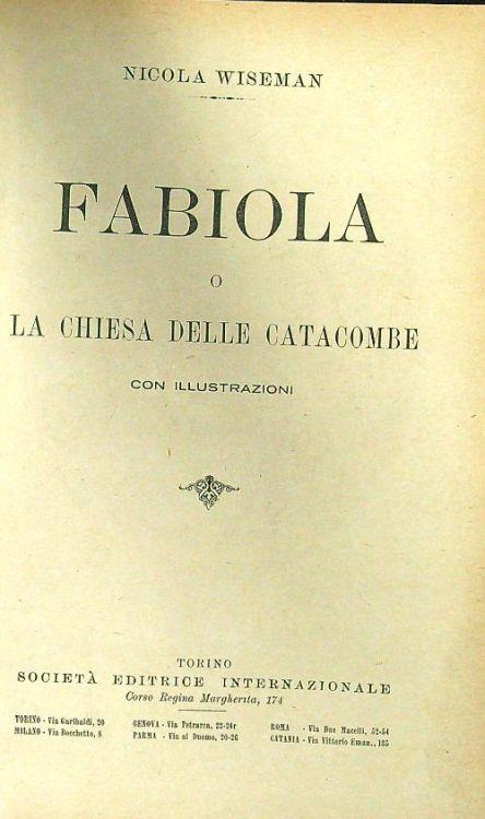 Fabiola o la chiesa delle catacombe - Nicholas P. Wiseman - copertina