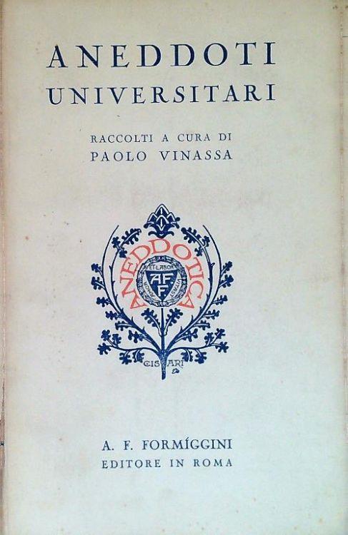 Aneddoti universitari - Paolo Vinassa De Regny - copertina