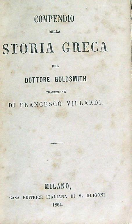 Compendio della storia greca - Goldsmith - copertina