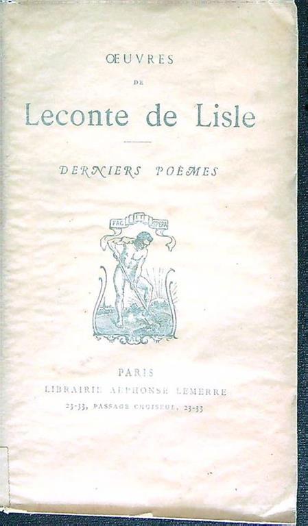 Leconte de Lisle. Derniers Poemes - Charles Leconte de Lisle - copertina