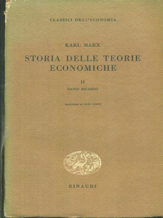 Storia delle teorie economiche vol. 2 - Karl Marx - copertina