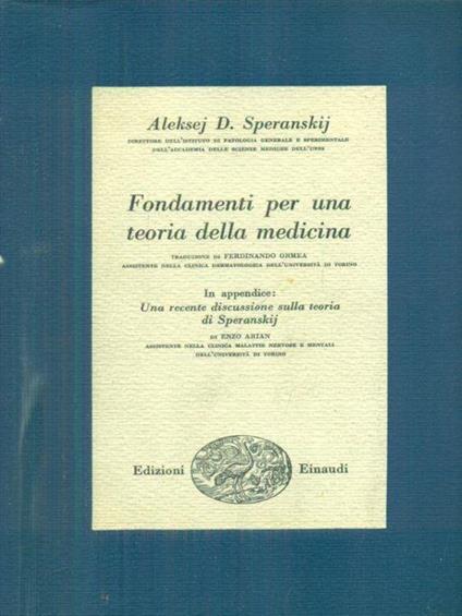 Fondamenti per una teoria della medicina - Aleksej Speranskij - copertina