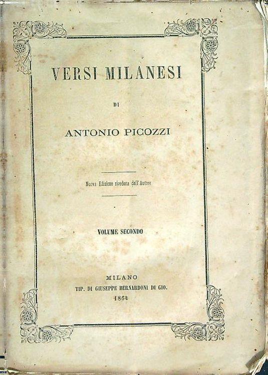 Versi milanesi vol. 2 - Antonio Picozzi - copertina