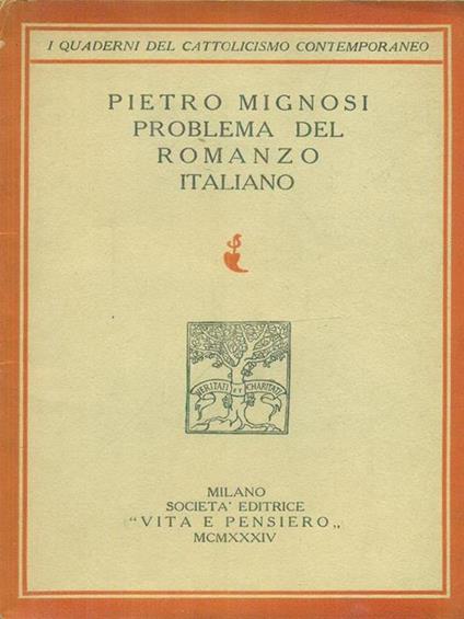 Problema del romanzo italiano - Pietro Mignosi - copertina