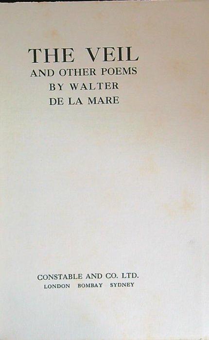 The  veil and other poems - Walter De La Mare - copertina