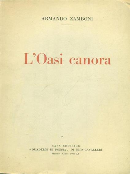 L' Oasi canora - Armando Zamboni - copertina