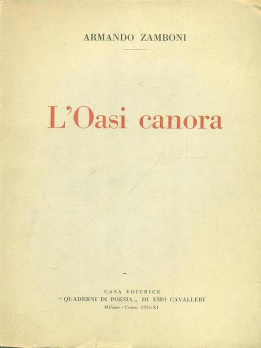 L' Oasi canora - Armando Zamboni - copertina