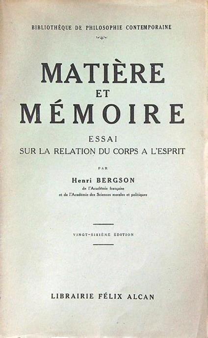 Matiere et memoire - Henri Bergson - copertina