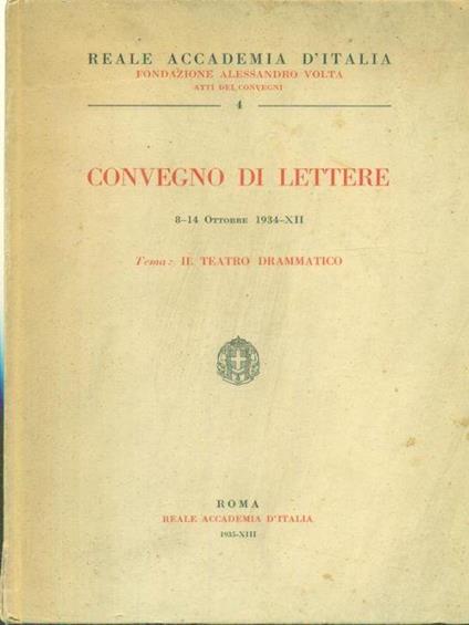 Convegno di lettere Il teatro drammatico - copertina