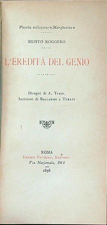 L' eredità del genio - Egisto Roggero - copertina