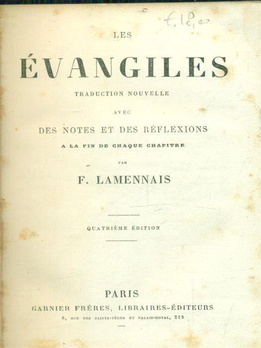 Les Evangiles - Félicité de Lamennais - copertina