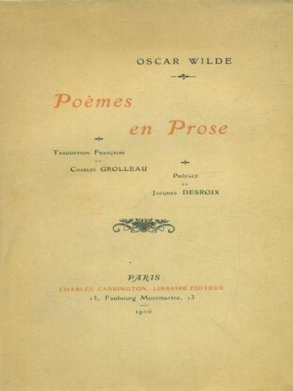 Poemes en prose - Oscar Wilde - copertina