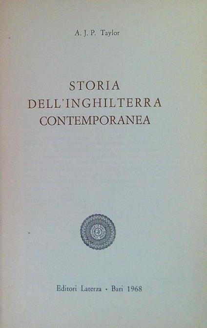 Storia dell'Inghilterra Contemporanea - J. Taylor - copertina