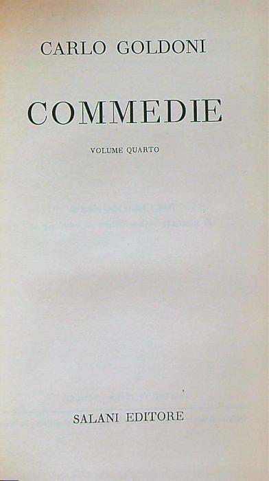 Commedie vol. IV - Carlo Goldoni - copertina