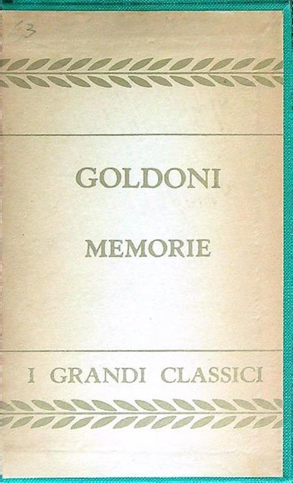 Memorie - Carlo Goldoni - copertina