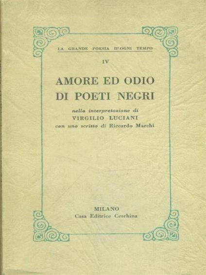 Amore ed odio di poeti negri - copertina