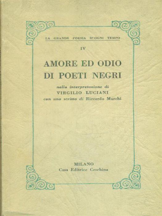 Amore ed odio di poeti negri - copertina