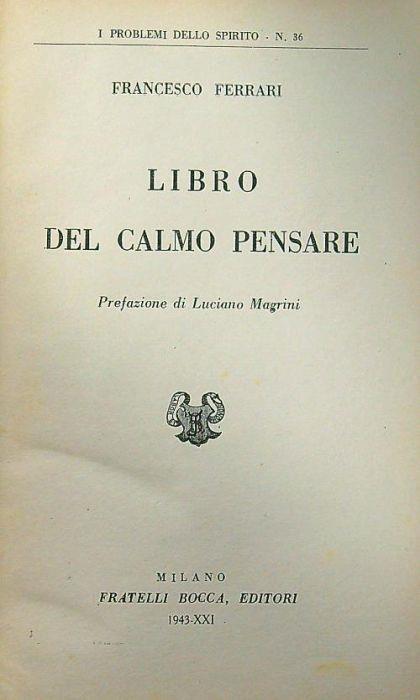 Libro del calmo pensare - Francesco Ferrari - copertina