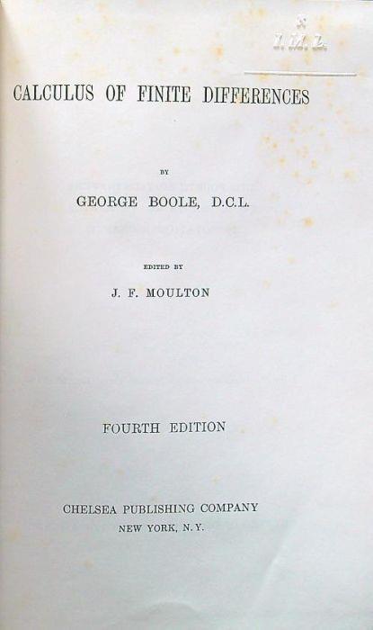 Calculus of finite differences - George Boole - copertina
