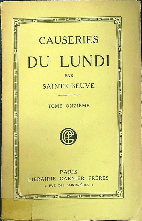 Causeries du lundi XI - Charles A. Sainte-Beuve - copertina