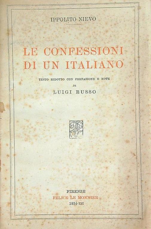 Le confessioni di un italiano - Ippolito Nievo - copertina