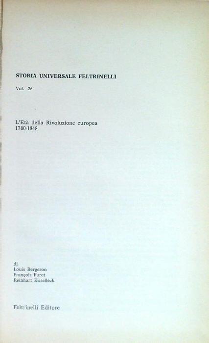 Storia Universale Feltrinelli 26. L'età della rivoluzione europea 1770-1848 - copertina