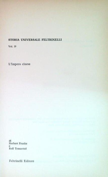 Storia Universale Feltrinelli - Volume 19 - Herbert Franke - copertina