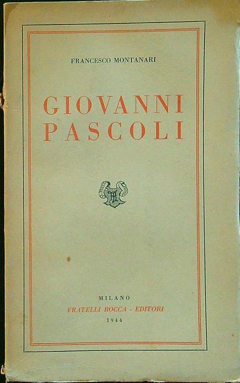 Giovanni Pascoli - Francesco Montanari - copertina