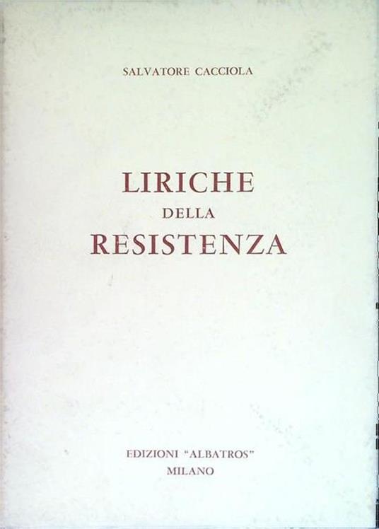 Liriche della resistenza - Salvatore Cacciola - copertina