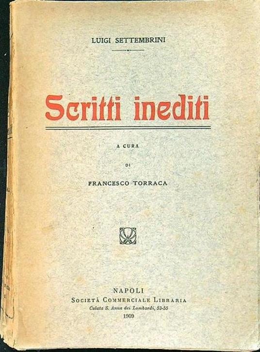 Scritti inediti - Luigi Settembrini - copertina