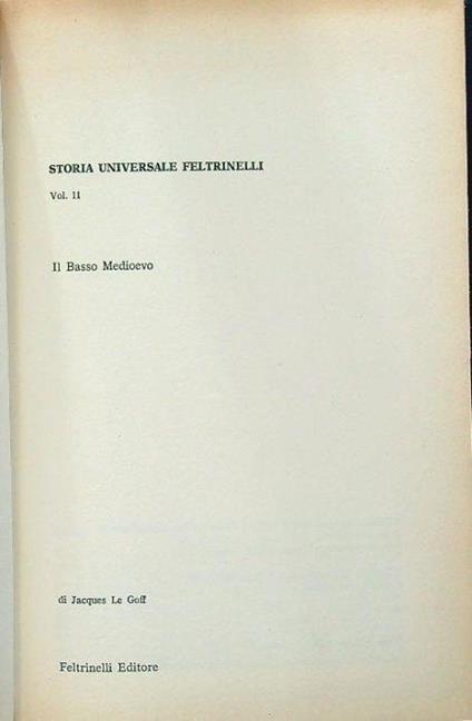 Storia unviersale Feltrinelli 11. Il basso medioevo - copertina