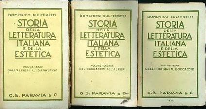Storia della letteratura italiana e della estetica 3vv - Domenico Bulferetti - copertina