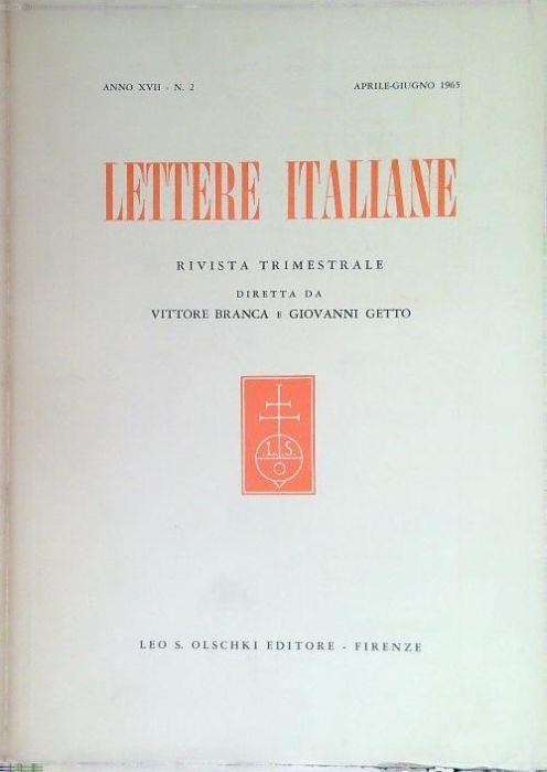 Lettere italiane - Anno XVII - N. 2 - Aprile Giugno 1965 - copertina