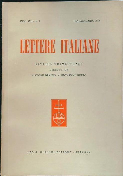Lettere italiane - Anno XXII - N. 1 - gennaio-marzo 1970 - copertina
