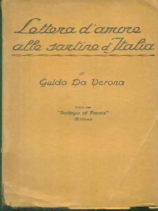 Lettera d'amore alle sartine d'Italia - Guido Da Verona - copertina
