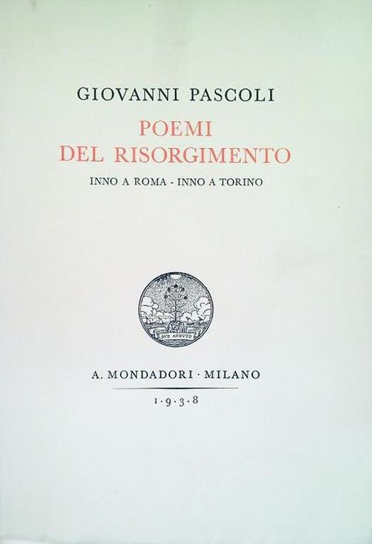 Poemi del Risorgimento. Inno a Roma - Inno a Torino - Giovanni Pascoli - copertina