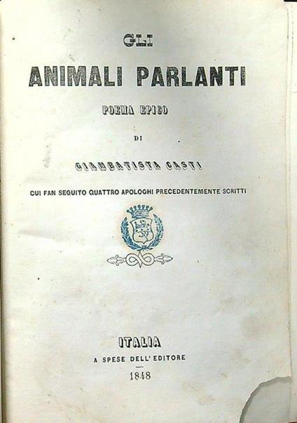 Gli animali parlanti - Giambattista Casti - copertina