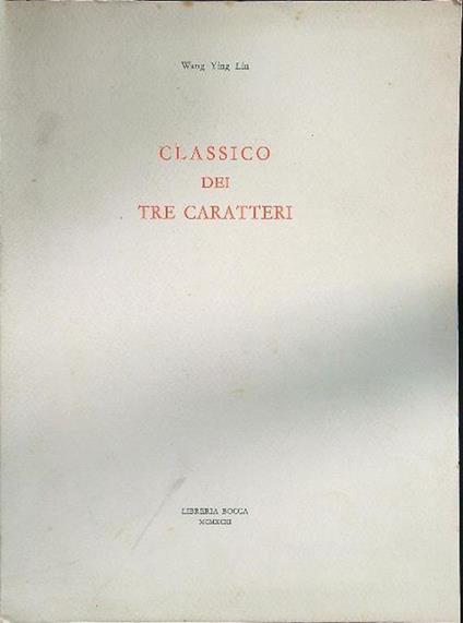 Classico dei tre caratteri - copertina